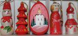 Unique, hand painted, handmade, wooden Christmas ornament set