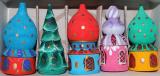 Handmade, hand painted wooden church: Christmas ornaments