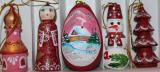 Handmade and painted wooden Christmas ornaments