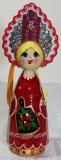 Hand painted, wooden Christmas ornament:  doll 