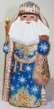 One of a kind hand carved Santa Claus in blue coat