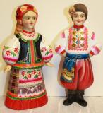 Carved Wooden Ukrainian Boy and Girl
